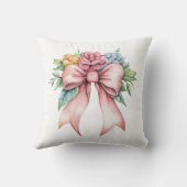 Coussin Pink Bow Aquarelle Fleurs Pépinière Chambre à couc (Verso)