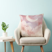 Coussin Pink Cloud & Moon Throw Pillow – Lullaby QR Code (Chaise)