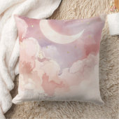 Coussin Pink Cloud & Moon Throw Pillow – Lullaby QR Code (Couverture)