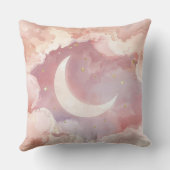Coussin Pink Cloud & Moon Throw Pillow – Lullaby QR Code (Verso)