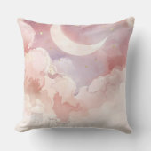 Coussin Pink Cloud & Moon Throw Pillow – Lullaby QR Code (Recto)