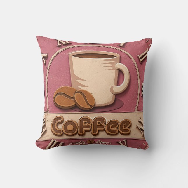 Coussin Pink Coffee Feminine Coffee Bar Decor (Recto)