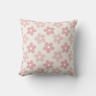 Coussin Pink Cream Daisy Flowers Retro Pattern