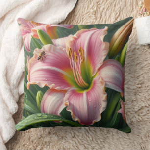Coussin Pink Daylily Floral
