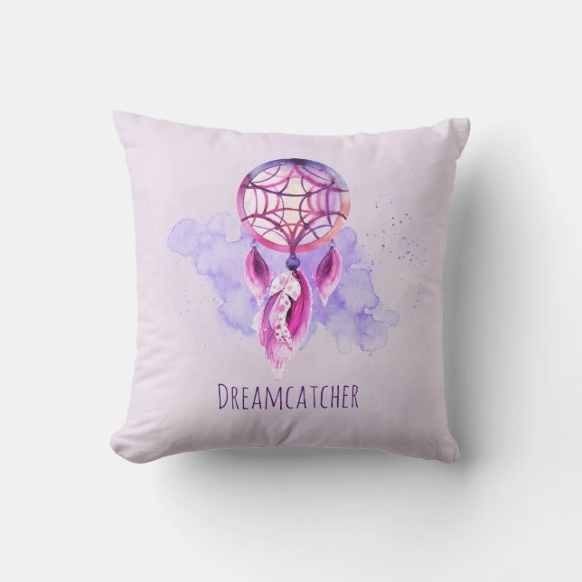 Coussin Pink Dreamcatcher On Purple Watercolor (Recto)