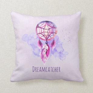 Coussin Pink Dreamcatcher On Purple Watercolor