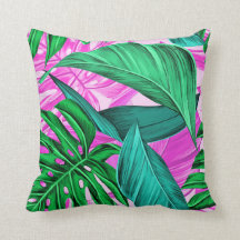 Pink et Feuilles verts tropicaux