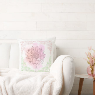 Coussin "Pink Flower Throw Pillow"
