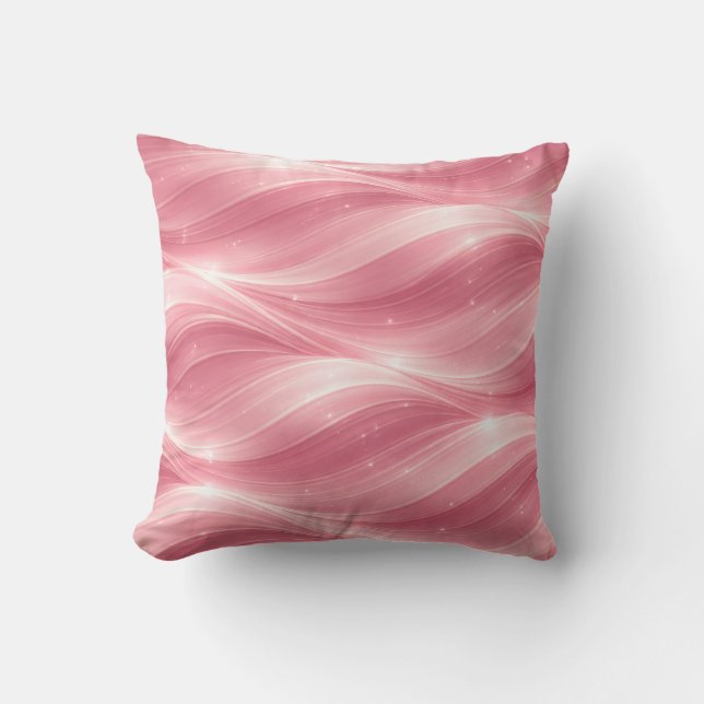 Coussin Pink Fluid Wave Pattern Throw Pillow (Recto)