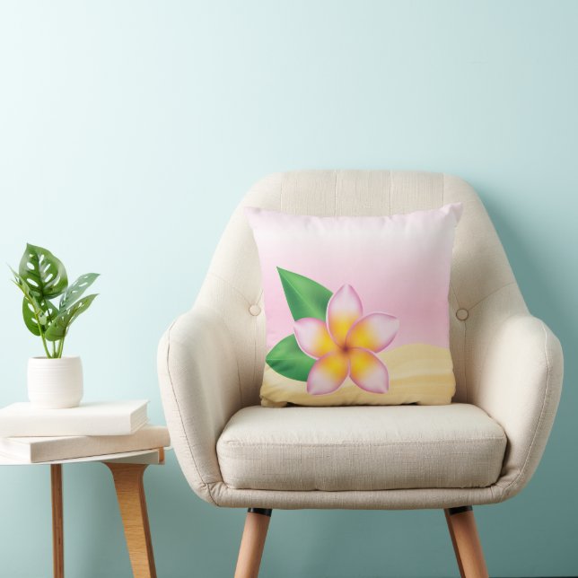 Coussin Pink Frangipani Tropical Flower Beach Thème (Chaise)