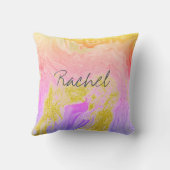 Coussin Pink Gold Agate Art Bridesmaid Personnalisé Nom Ca (Verso)