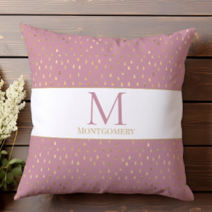 Coussin Pink Gold Raindrop Moderne Monogramme tendance