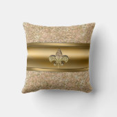 Coussin Pink & Gold Sparkle Glittery Fleur de lis Chic (Verso)