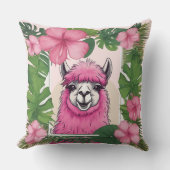 Coussin Pink Joyeux Lama souriant (Recto)