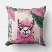 Coussin Pink Joyeux Lama souriant (Recto)