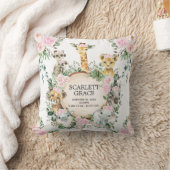 Coussin Pink Jungle Safari Animal Birth Statistiques Girl  (Couverture)