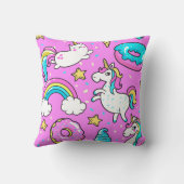 Coussin Pink Kitschy glittery drôle de licorne et de chatt (Verso)