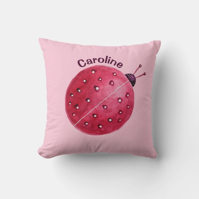 Coussin Pink Ladybug mignon Nom de la fille (Recto)