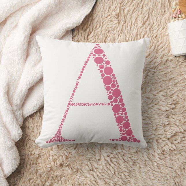 Coussin Pink Letter A Pillow – Minimal Monogram Home  (Couverture)