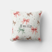 Coussin Pink Mint Cream Dots & Bows Christmas (Recto)