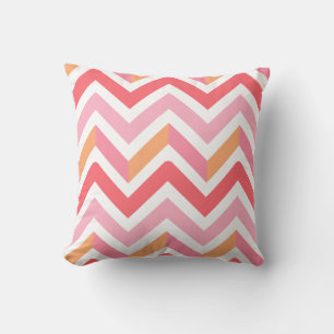Coussin Pink Orange Chevron Géométrique Été moderne