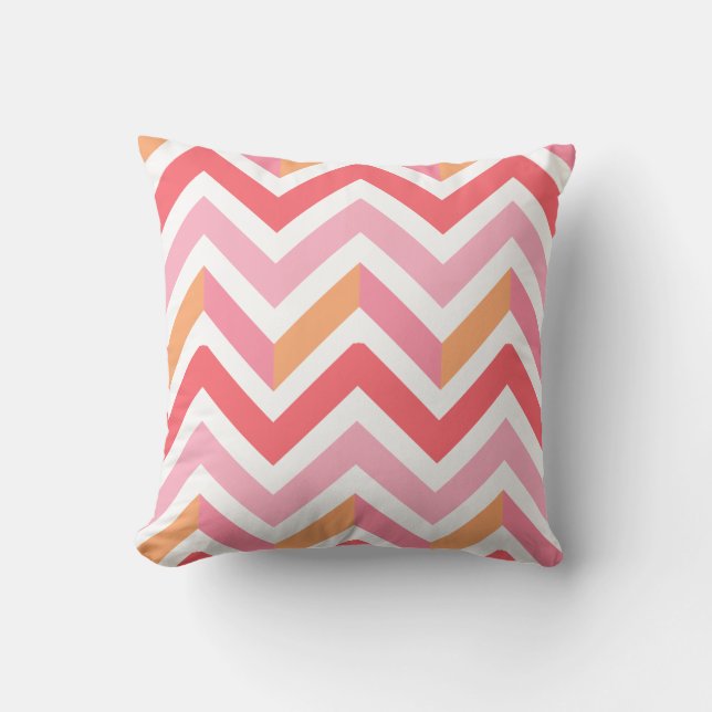 Coussin Pink Orange Chevron Géométrique Été moderne (Recto)