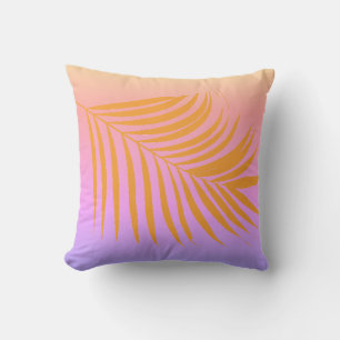 Coussin Pink Orange Palm Leaf Art Tropical Girly Cadeau