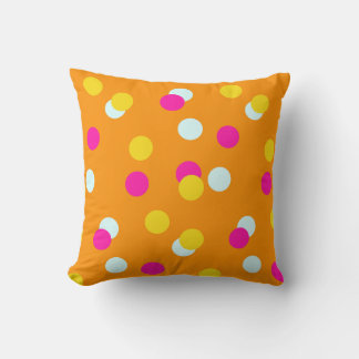 Coussin Pink Orange White and Yellow Dot throw pillow