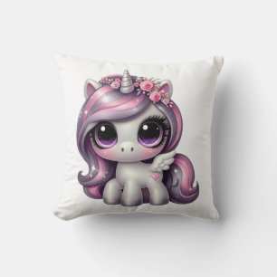 Coussin Pink parties scintillant pony licorne
