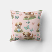Coussin Pink Puppies and Butterflies Watercolor (Verso)