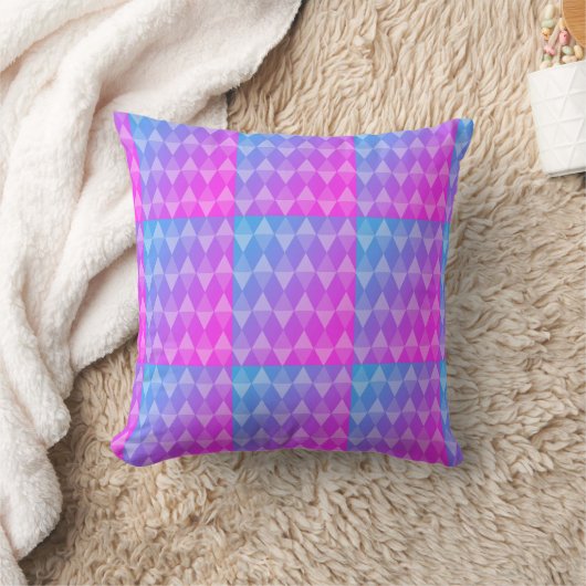Coussin Pink, Purple, Blue Diamond Pattern (Couverture)