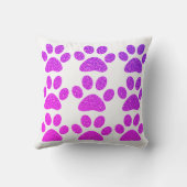 Coussin Pink Purple Empreinte de patte Glittery Ombre Cade (Verso)