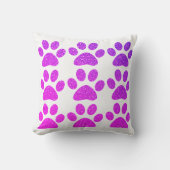 Coussin Pink Purple Empreinte de patte Glittery Ombre Cade (Recto)