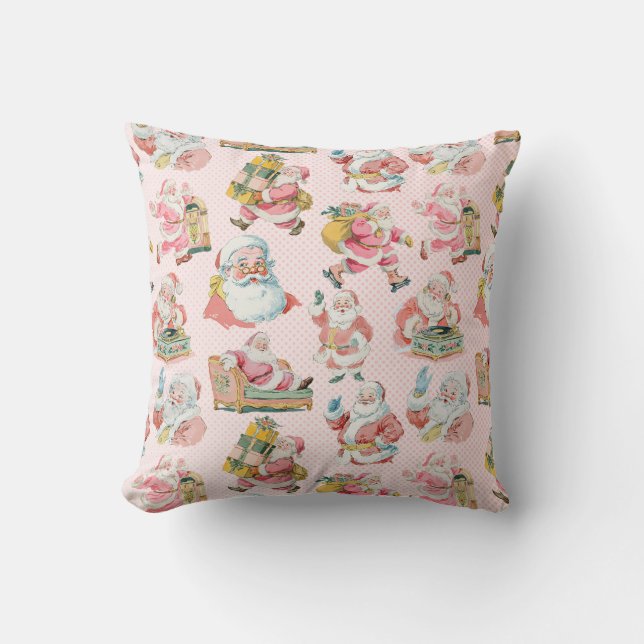 Coussin Pink Retro Super Père Noël Thème Noël (Recto)