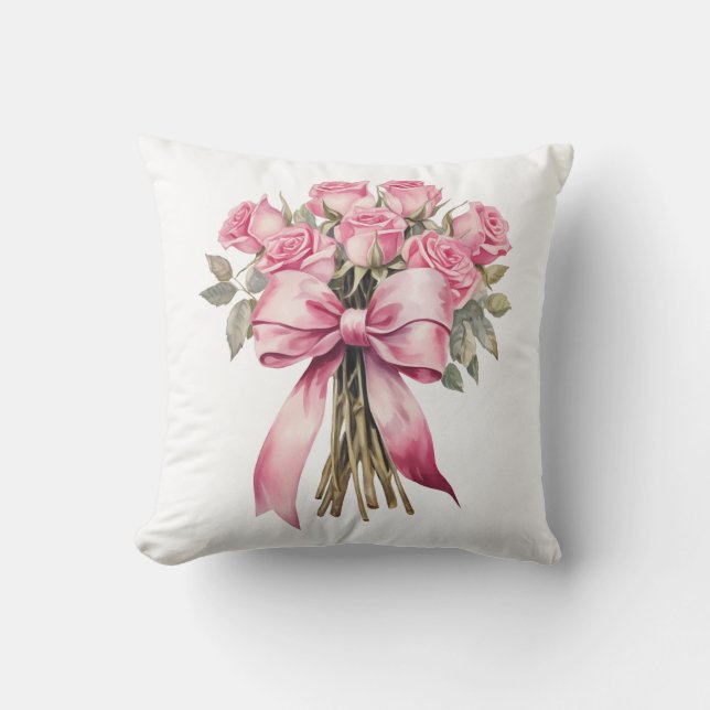 Coussin Pink Rose Bouquet – Elegant Floral Home Decor (Recto)