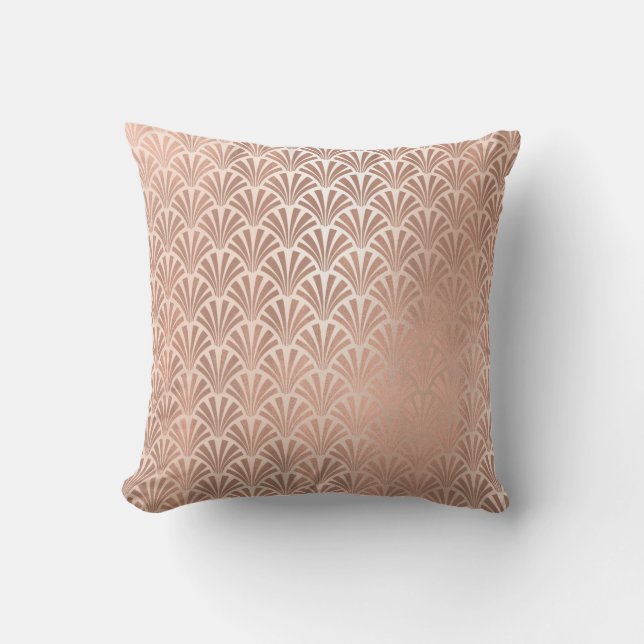Coussin Pink Rose Gold Metallo Seashells Scales Art Déco (Recto)