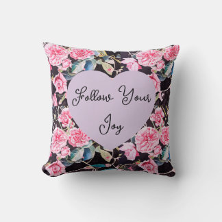 Coussin Pink Rose Watercolor Flowers Floral Girls Joy