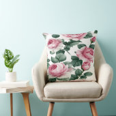 Coussin Pink Roses Floral Throw Pillow (Chaise)