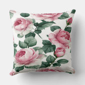 Coussin Pink Roses Floral Throw Pillow (Verso)