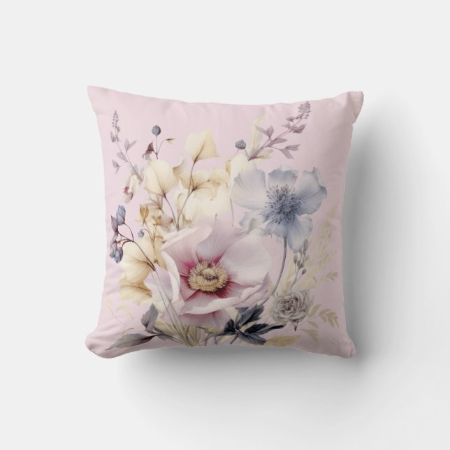 Coussin Pink Shabby Chic Vintage Throw Pillow (Recto)
