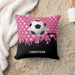 Coussin Pink Stars Soccer Ball and Fans