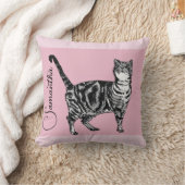 Coussin Pink Tabby Cat Cats Pink Girls Name Nursery (Couverture)