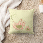 Coussin Pink Tourbillonnant Maman & Baby Bird Whimsical Cu (Couverture)