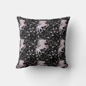 Coussin Pink violet et noir licorne et motif floral (Verso)