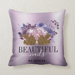 Coussin PINK violet salon à ongles femme technicien des on