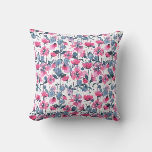 Coussin Pink Watercolor Daisies (Recto)