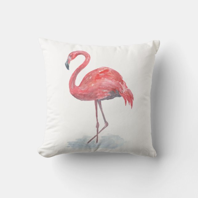 Coussin Pink watercolor Flamingo . (Recto)