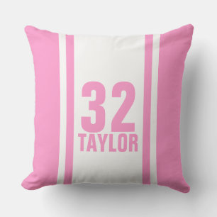 Coussin Pink & White Striped Sports Jersey Jeu d'oreiller