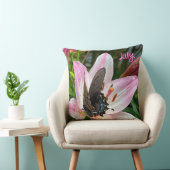 Coussin Pink White Tiger Lilly Flower Blue Butfly Nom (Chaise)