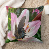 Coussin Pink White Tiger Lilly Flower Blue Butfly Nom (Couverture)